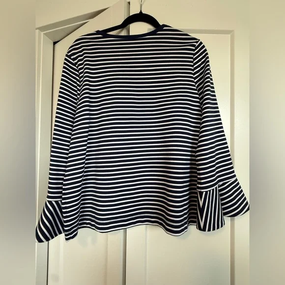 Draper James Navy and White Striped Long Sleeve Top - Picture 3 of 7